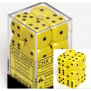 Chessex dobókocka szett - hat oldalú - teli citromsárga (12 db)